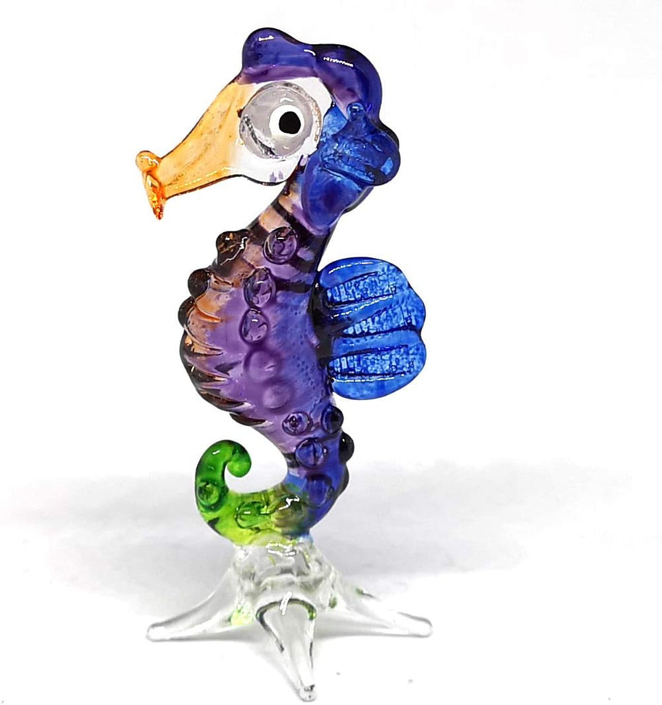 Coastal Blown Glass Figurine Seahorse Aquarium Home Decor Marine Life Spirit Animal Totem