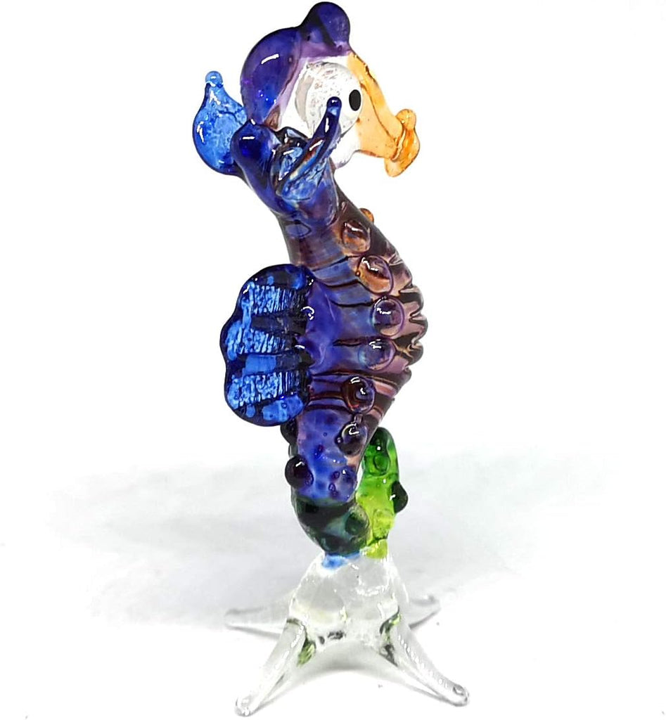 Coastal Blown Glass Figurine Seahorse Aquarium Home Decor Marine Life Spirit Animal Totem
