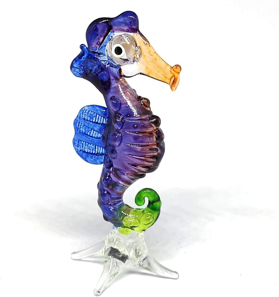Coastal Blown Glass Figurine Seahorse Aquarium Home Decor Marine Life Spirit Animal Totem