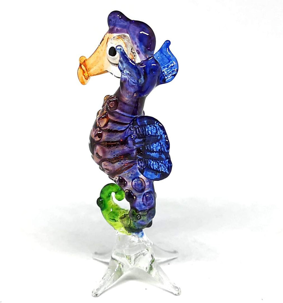 Coastal Blown Glass Figurine Seahorse Aquarium Home Decor Marine Life Spirit Animal Totem