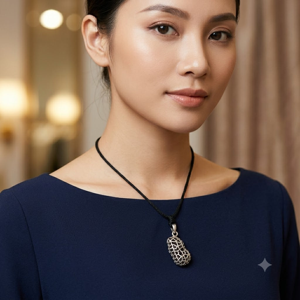 Handmade Peanuts Nut Nature 92.5 Sterling Silver Necklace Pendant Jewelry