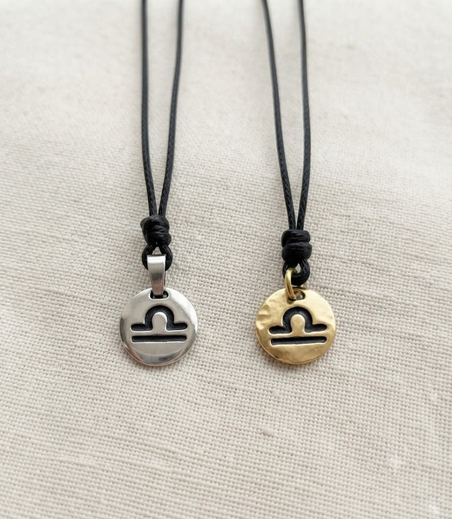 Astrology Gold 92.5 Sterling Silver Brass Charm Necklace Pendant Horoscope Zodiac