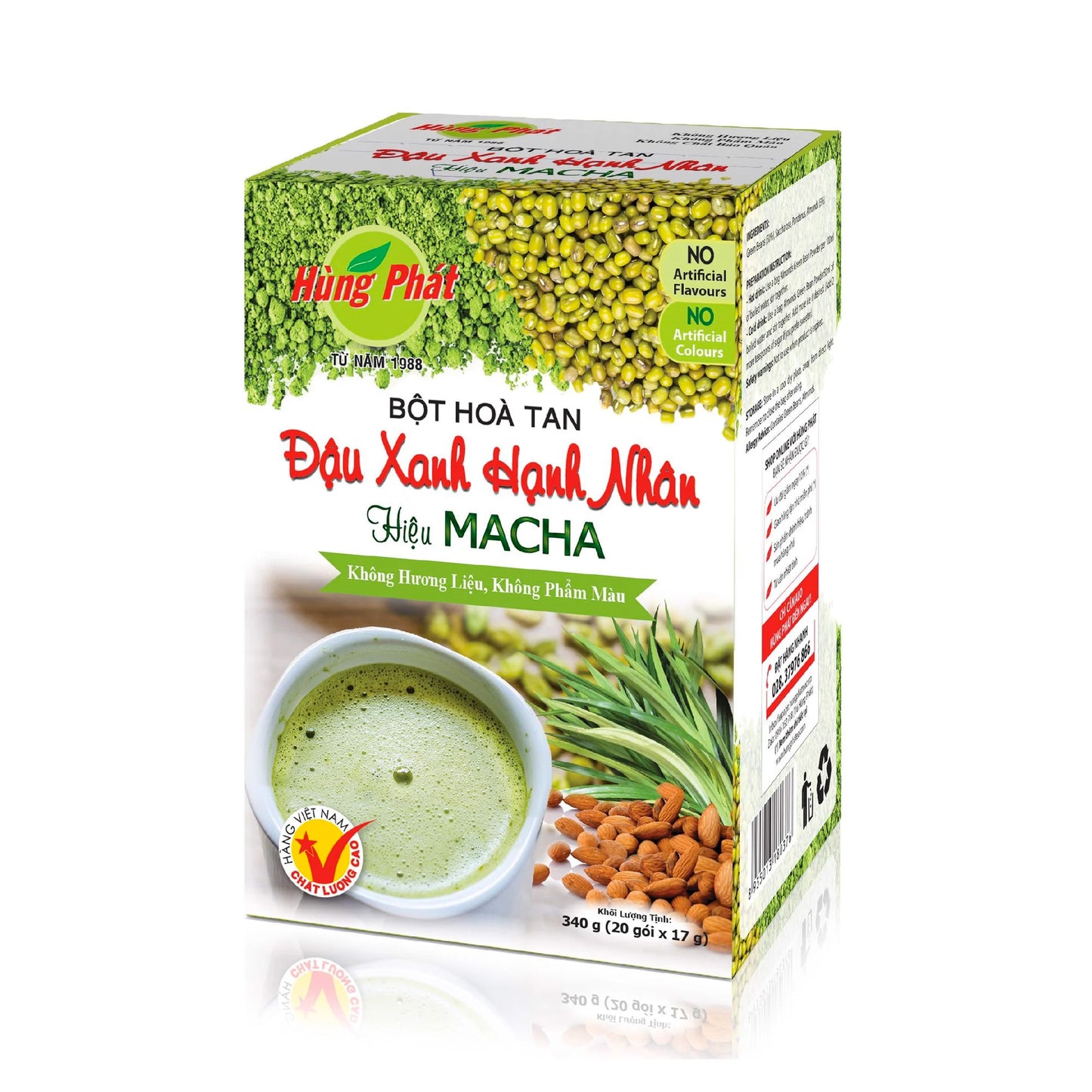 Hung Phat - Macha Green Milk Tea, Almonds Green Bean Lentil Milk Instant Powder