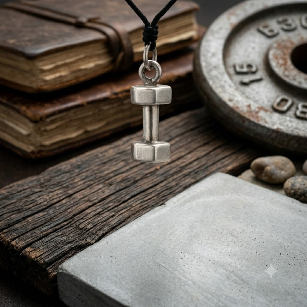Mini Dumbbell Necklace Sterling-silver Brass Charm Necklace Pendant Jewelry