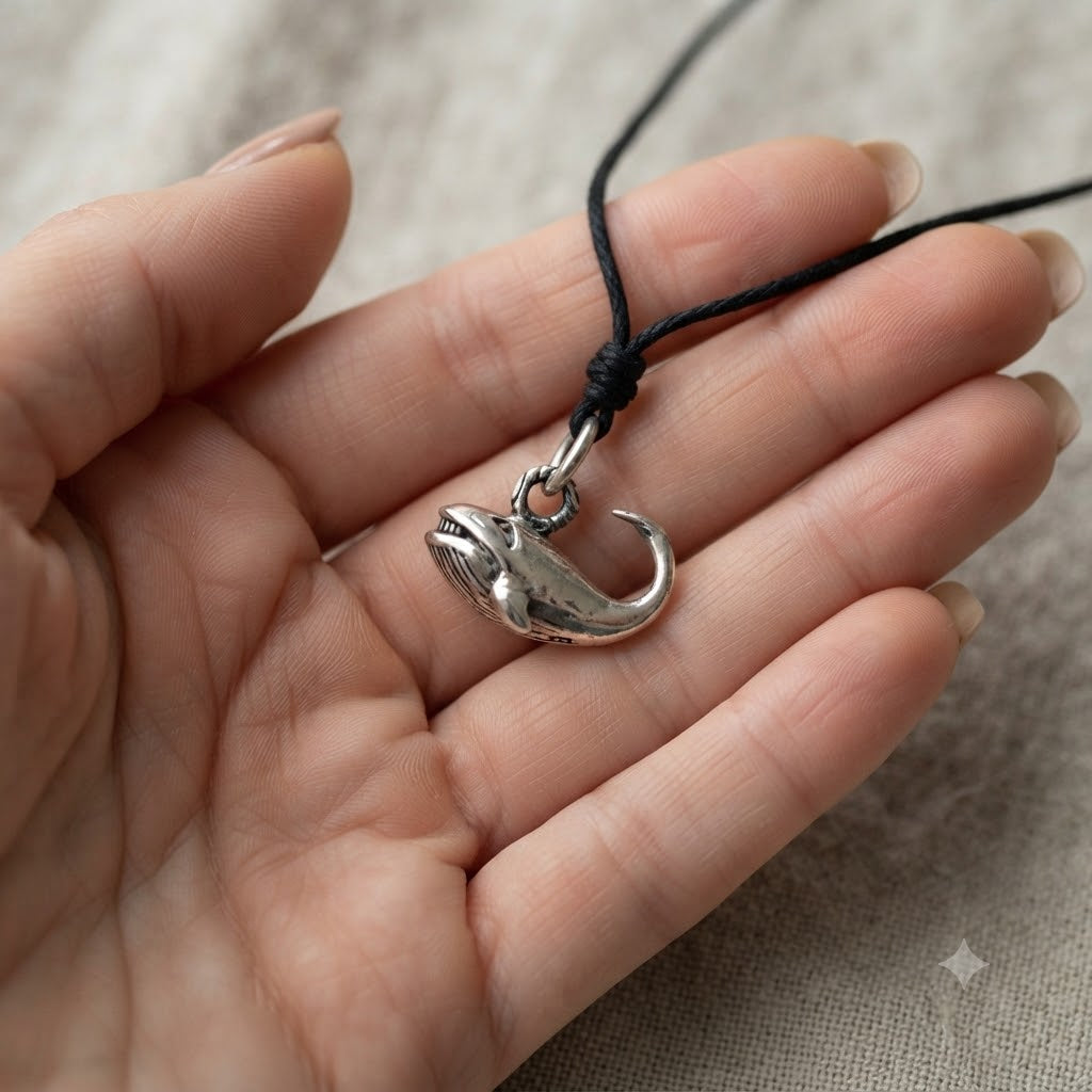 Whale 92.5 Sterling Silver Charm Necklace Pendant Jewelry.