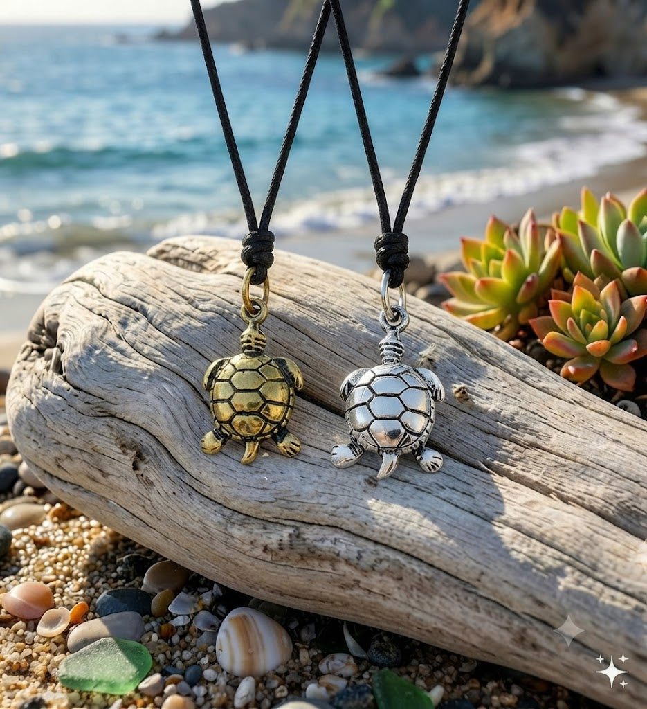 Turtle Tortoise Wildlife 92.5 Sterling Silver Gold Brass Necklace Pendant