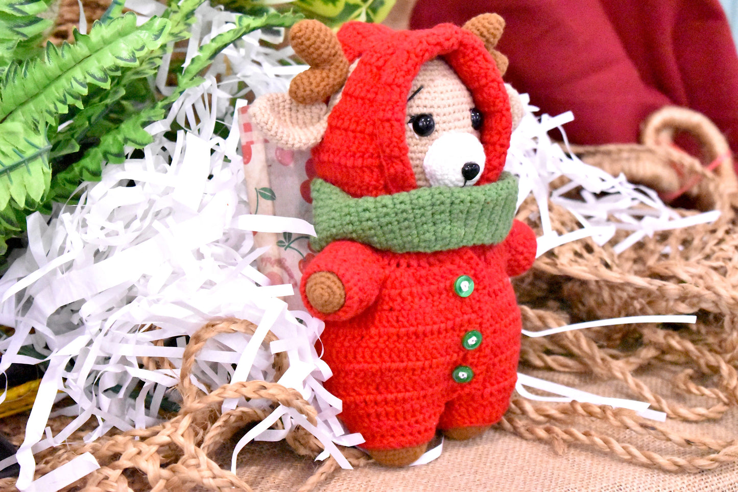 Christmas Deer Handmade Amigurumi Stuffed Toy Knit Crochet Doll VAC