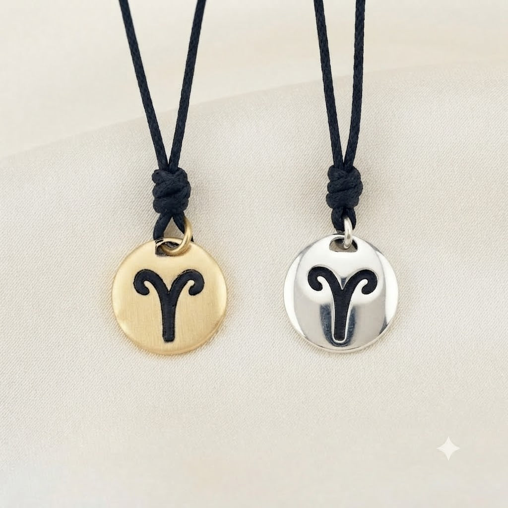 Astrology Gold 92.5 Sterling Silver Brass Charm Necklace Pendant Horoscope Zodiac