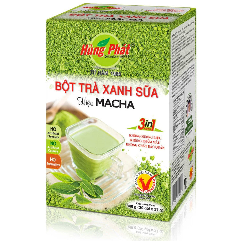 Hung Phat - Macha Green Milk Tea, Almonds Green Bean Lentil Milk Instant Powder