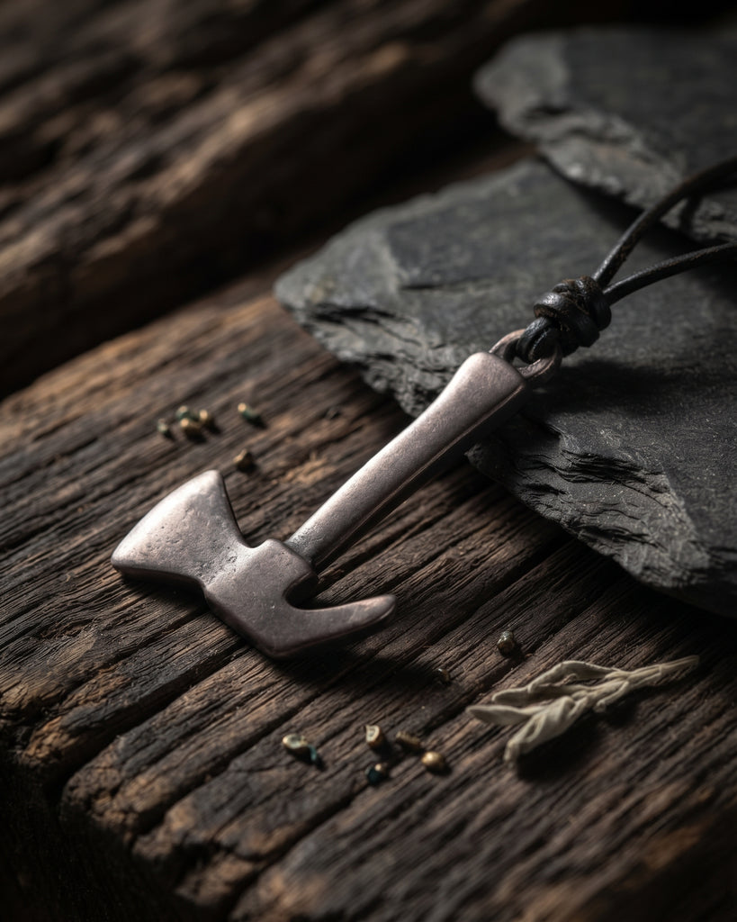 New Battle Axe Silver Pewter Charm Necklace Pendant Jewelry