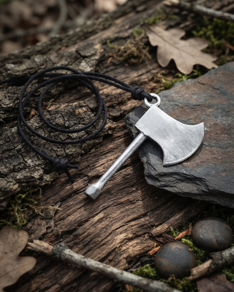 New Battle Axe Silver Pewter Charm Necklace Pendant Jewelry