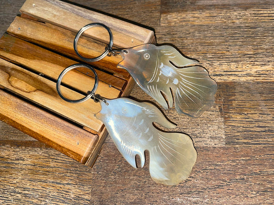 Unique Vietnamese Buffalo Horn Carved Goldfish Keychain