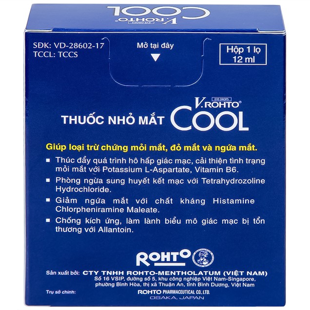 V Rohto Cool - Eye Drops Dryness Relief, Anti Red Eyes, Itch Relief 12ml