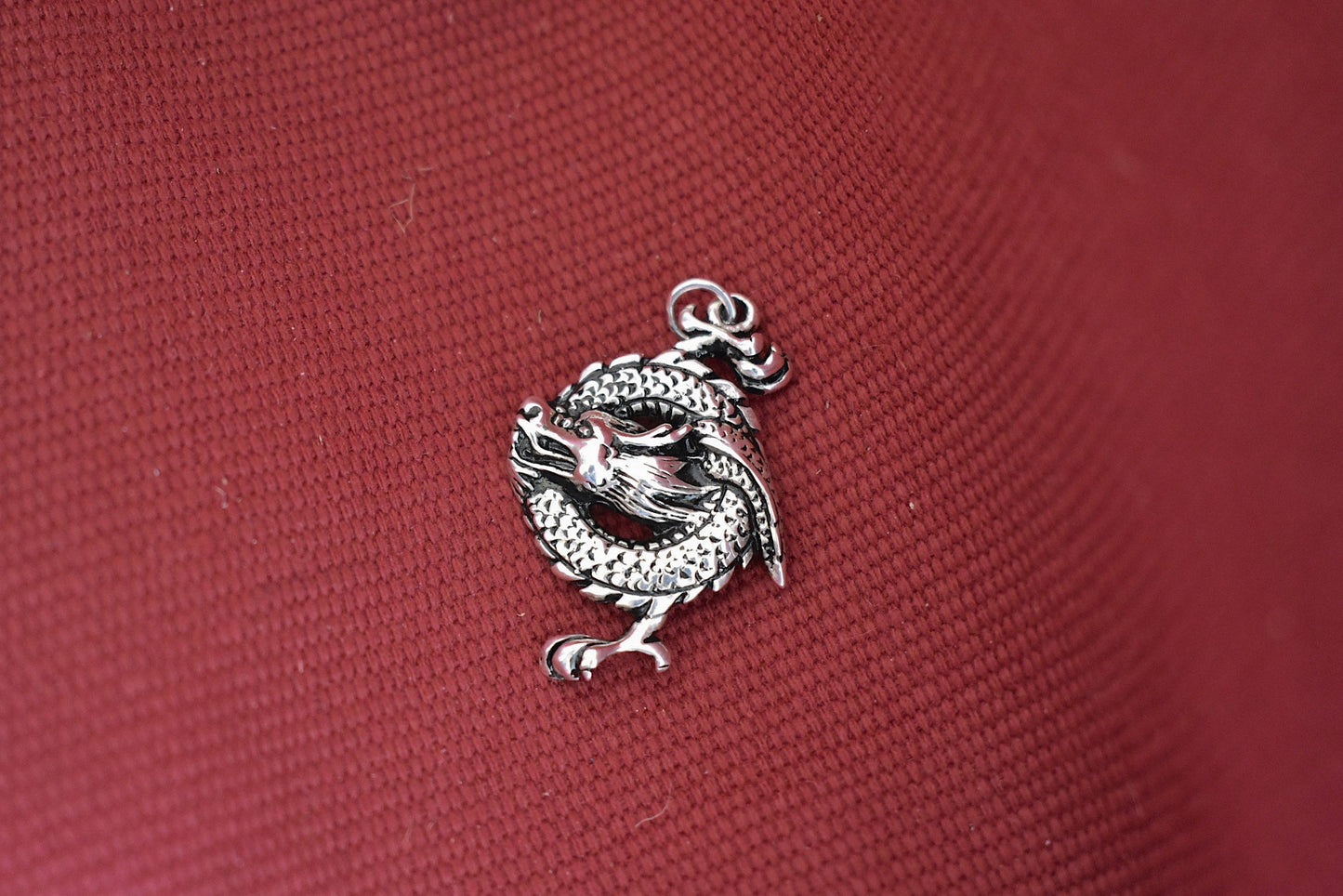 New Year Of The Dragon Gold Brass Sterling Silver  Charm Necklace Pendant Jewelry