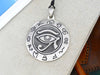 Classic Egyptian Eye of Ra Horus Medium Size 92.5 Sterling Silver Charm Necklace Pendant