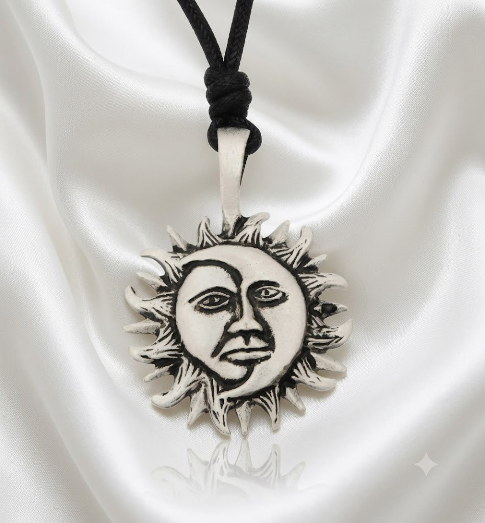 Ying Yang Sun & Moon 92.5 Sterling Silver Brass Charm Necklace Pendant Jewelry