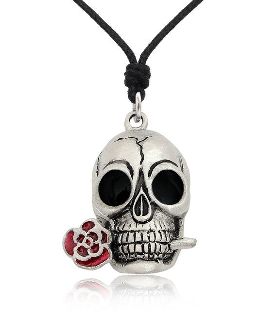 Skull Mardi Gras Silver Pewter Charm Necklace Pendant Jewelry