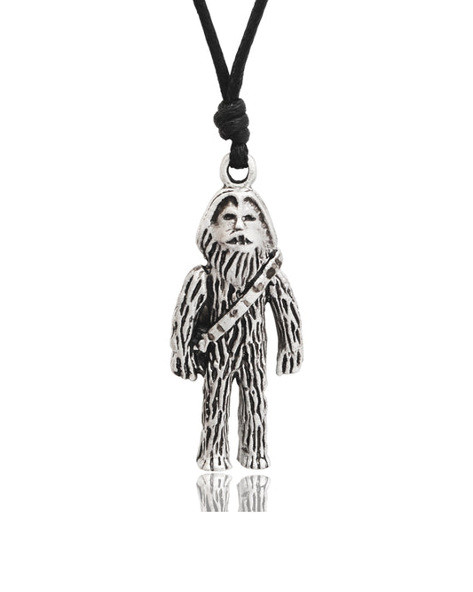 Sasquatch Big Foot Yeti Silver Pewter Charm Necklace Pendant Jewelry