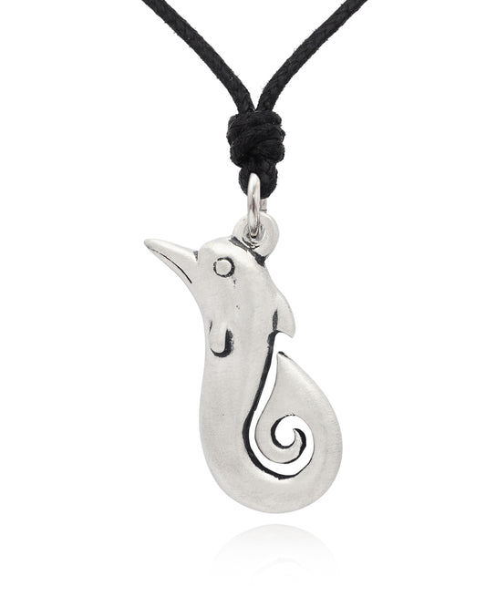 Unique Maori Fishing Hook Silver Pewter Charm Necklace Pendant Jewelry