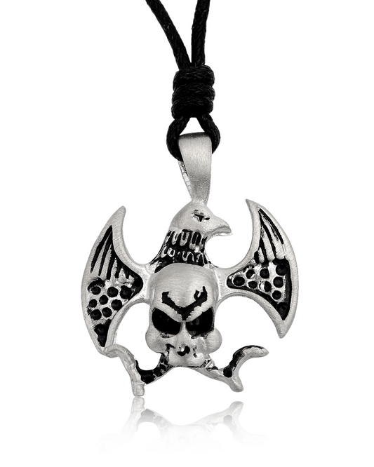 Phoenix and Skull Silver Pewter Charm Necklace Pendant Jewelry