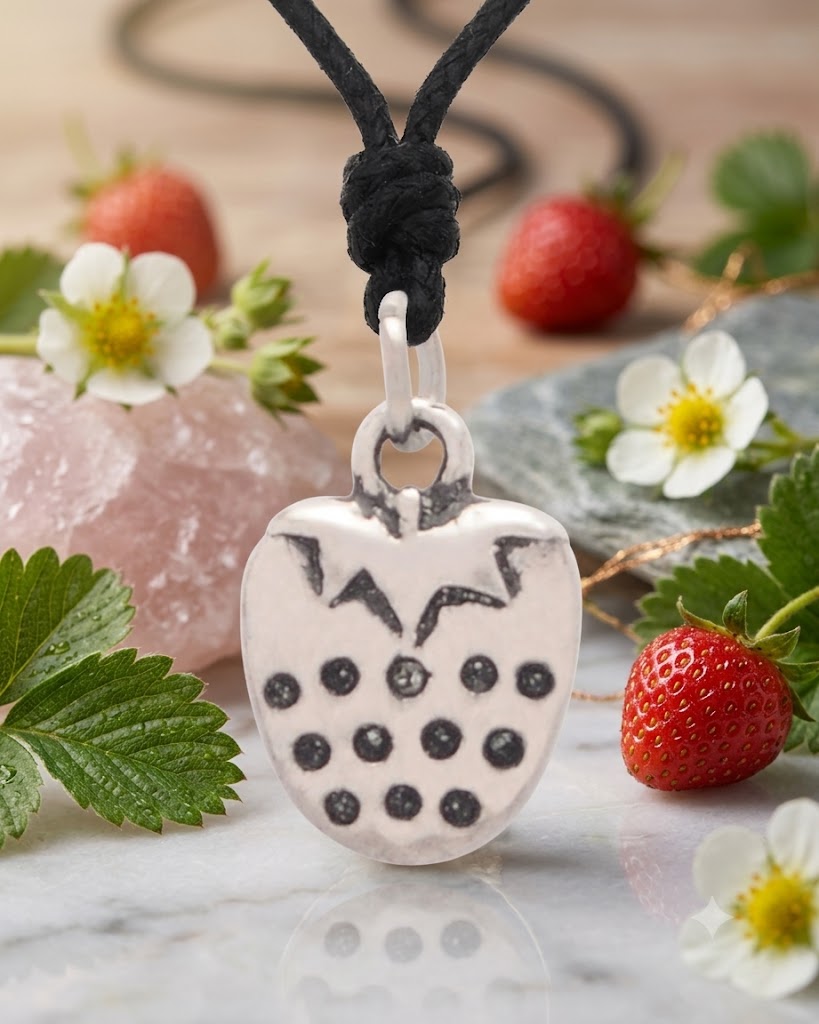 Strawberry Fruit 92.5 Sterling Silver Pewter Brass Necklace Pendant Jewelry