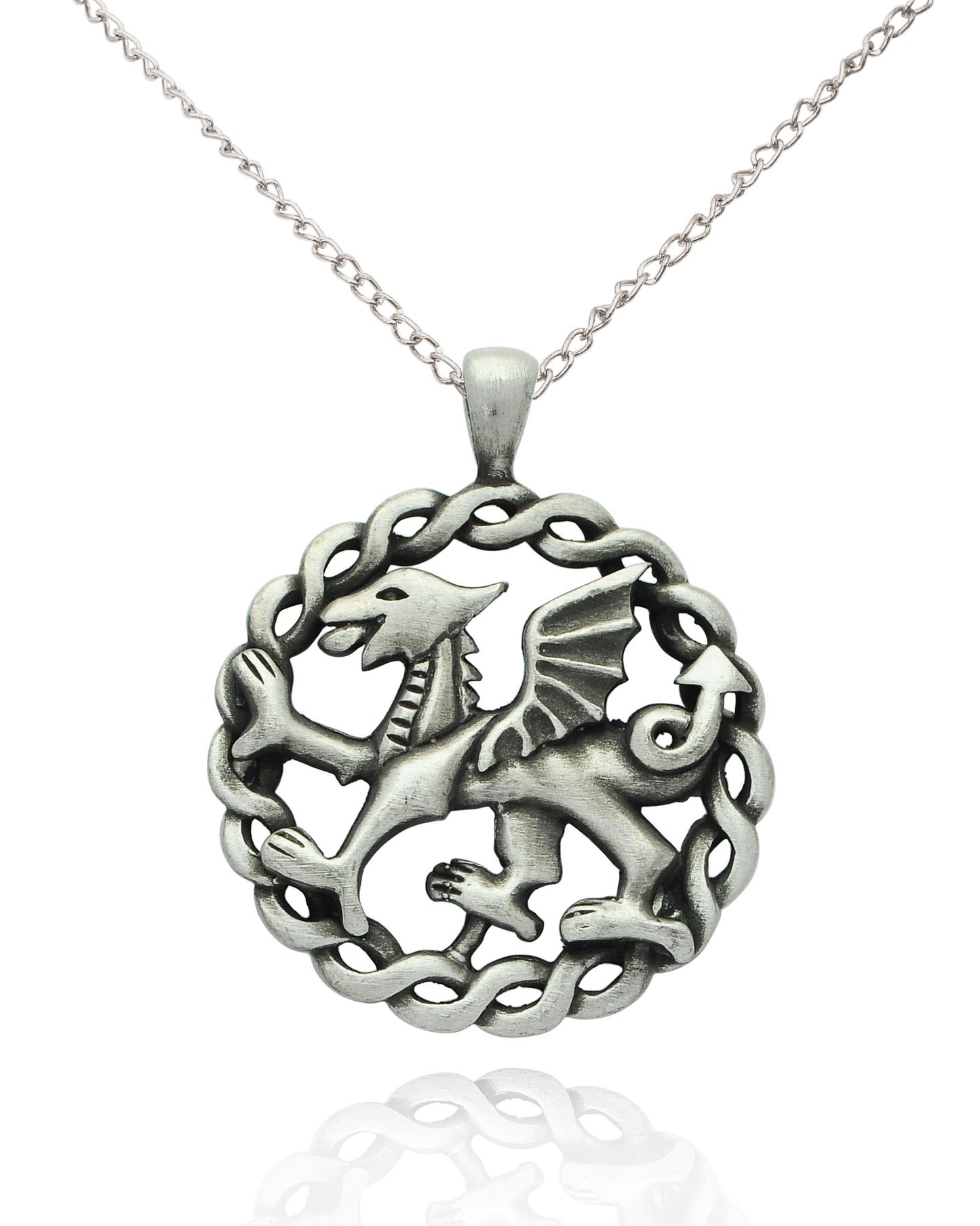 Dragon Amulet Crest Silver Pewter Gold Brass Necklace Pendant Jewelry