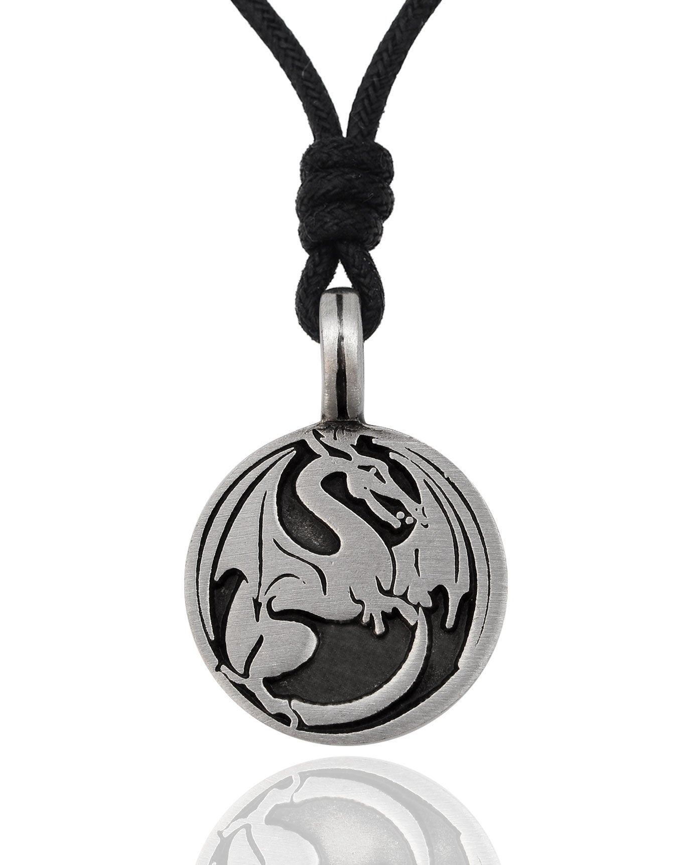 Lovely Dragon Silver Pewter Charm Necklace Pendant Jewelry