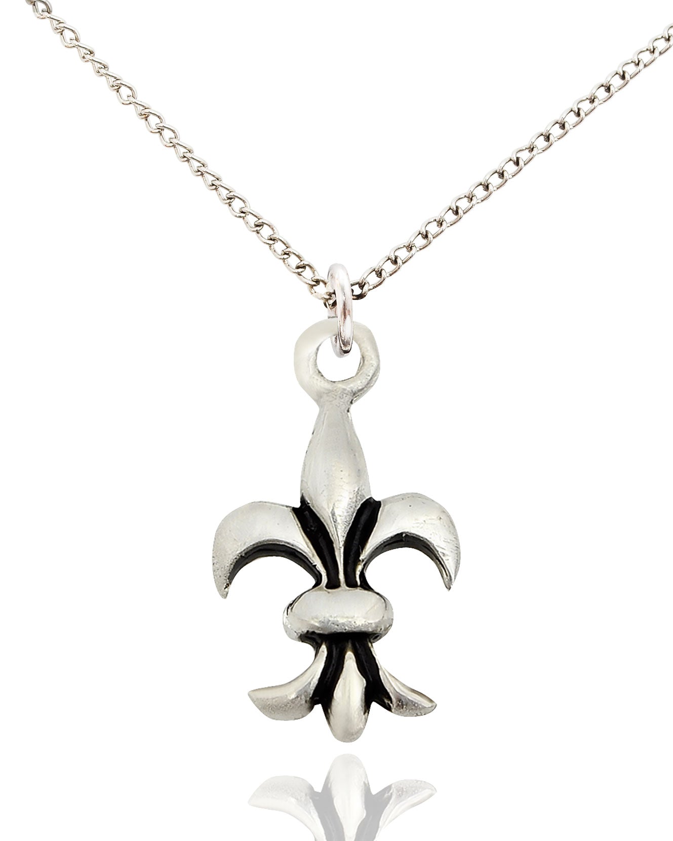 French Fleur De Lis 92.5 Sterling Silver Gold Brass Necklace Pendant Jewelry
