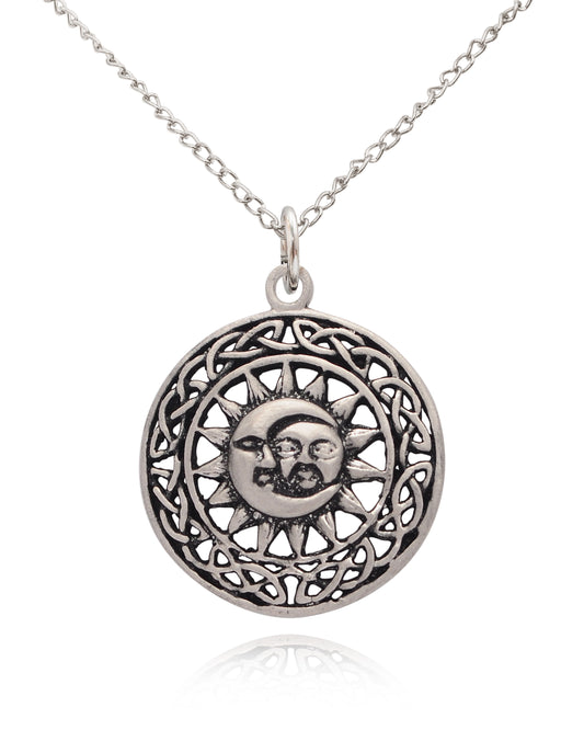 Sun & Moon Ying Yang 92.5 Sterling Silver Pewter Brass Charm Necklace Pendant Jewelry