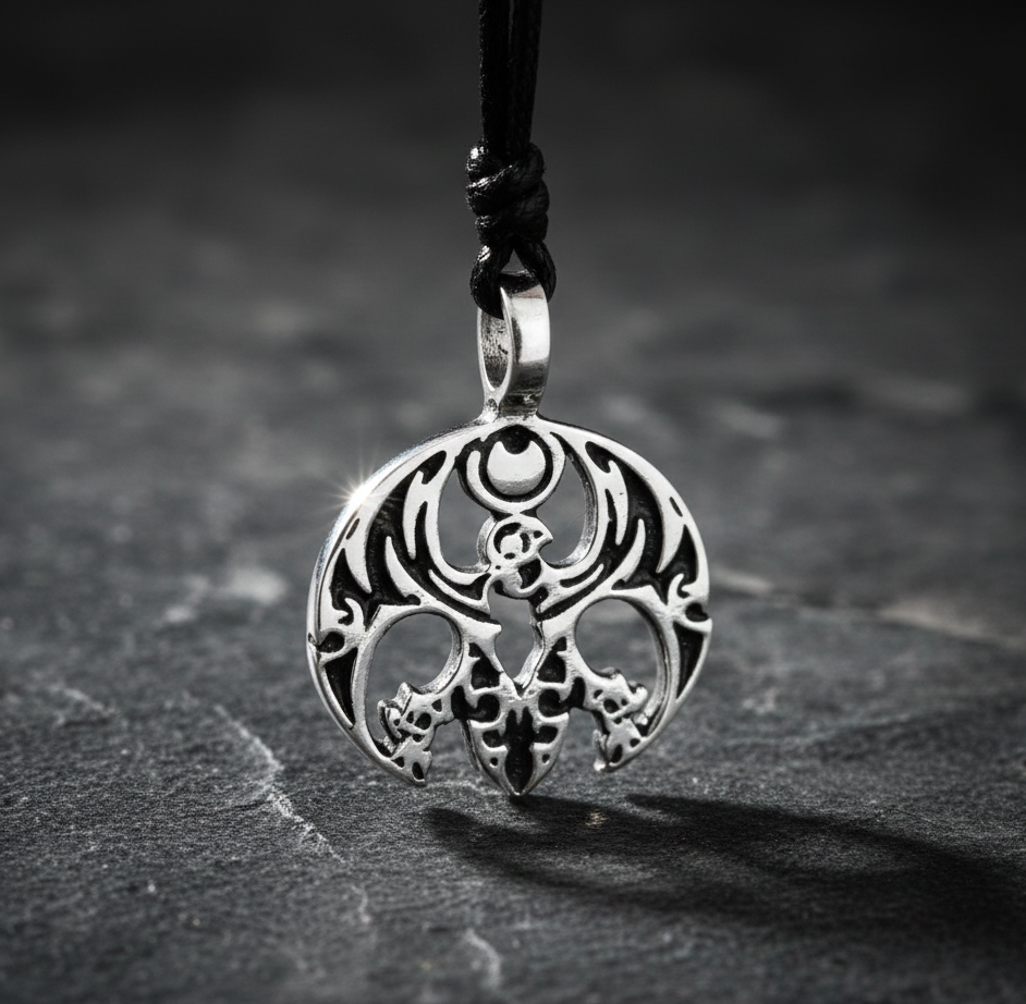 Gothic Phoenix Bird Silver Pewter Charm Necklace Pendant Jewelry