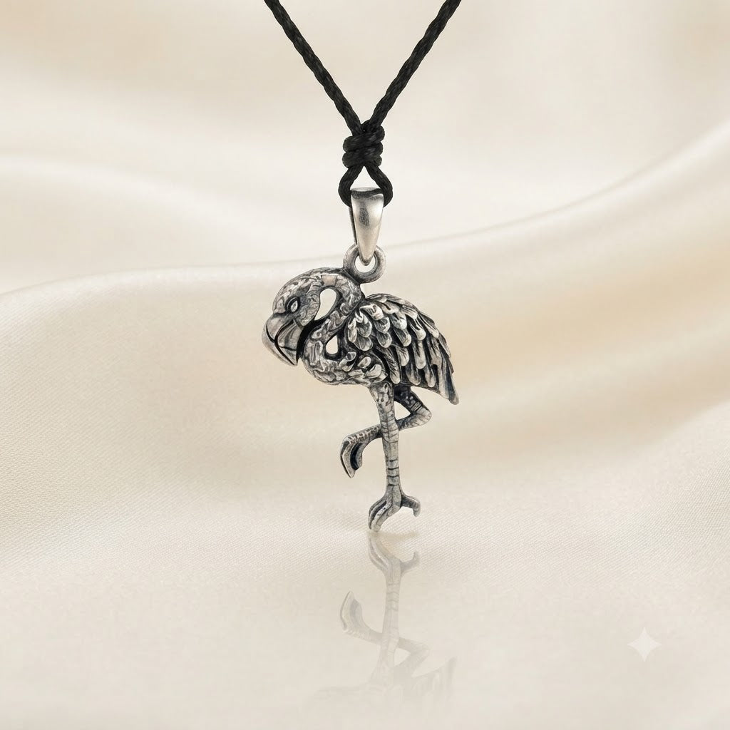 Flamingo 92.5 Sterling Silver Gold Brass Necklace Pendant Jewelry