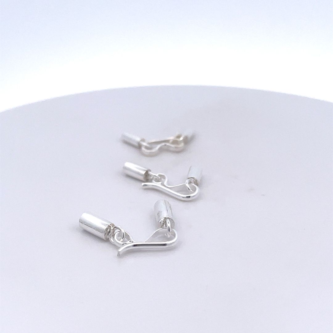 Silver Barrel Beads Leather Cord end Caps for Jewelry Making with Hook Jewelry Making Connector