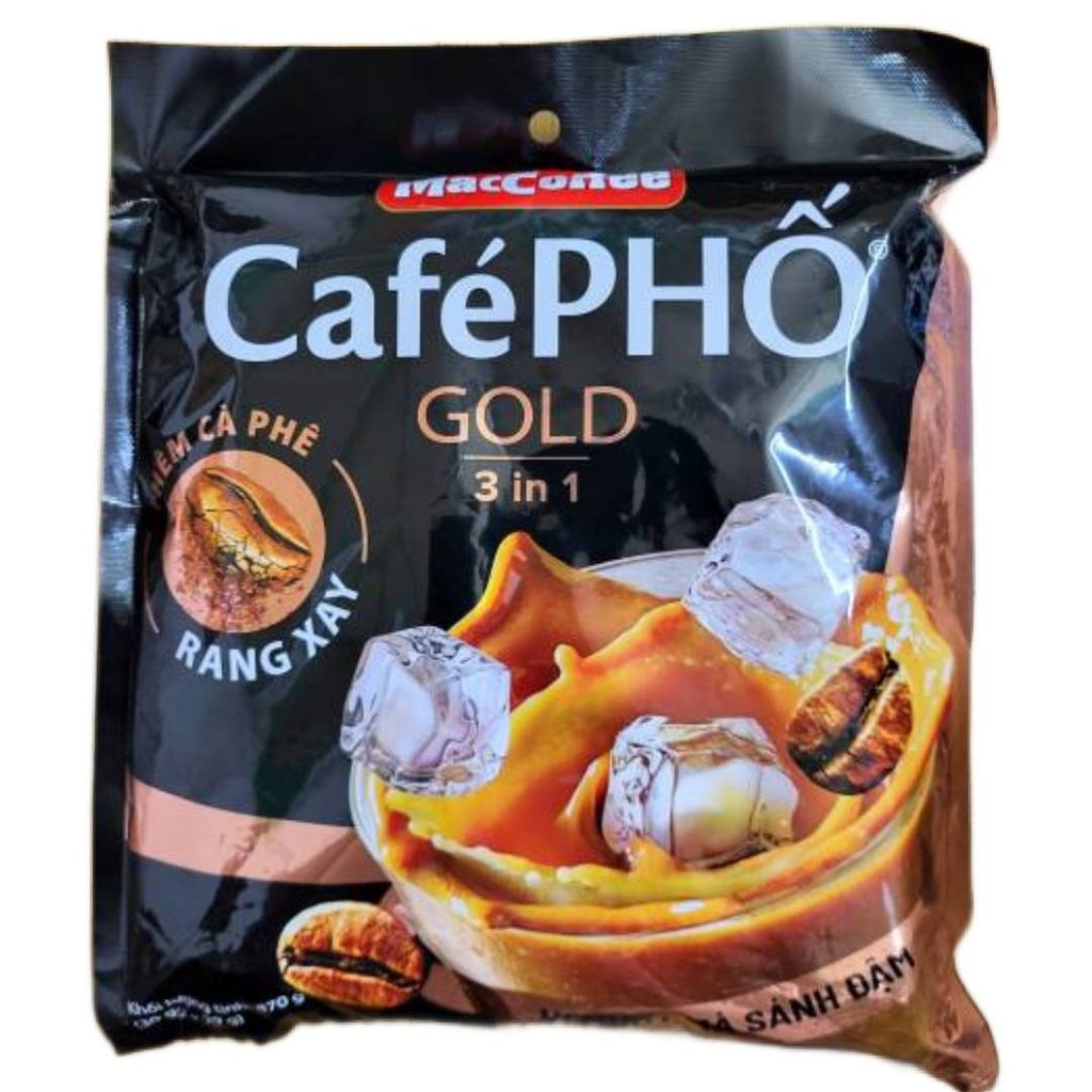 Cafe Pho Vietnamese 3in1 Instant Coffee Mix, Iced Milk, Black, Nha Lam Coffee, Gold 3 in 1