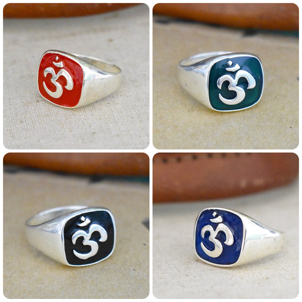 thumbnail image 2 of AeraVida Spiritual Om Symbol Sterling Silver Ring Botswana 2 of 10