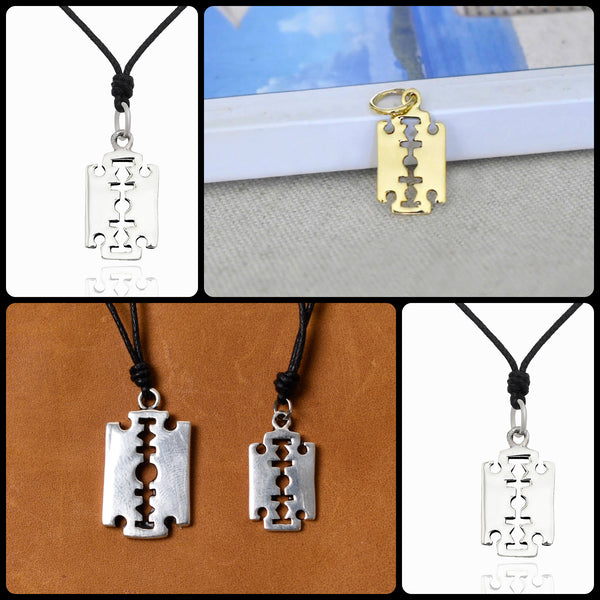 Razor Steam Punk Emo Gothic Sterling Silver Brass Pewter Necklace