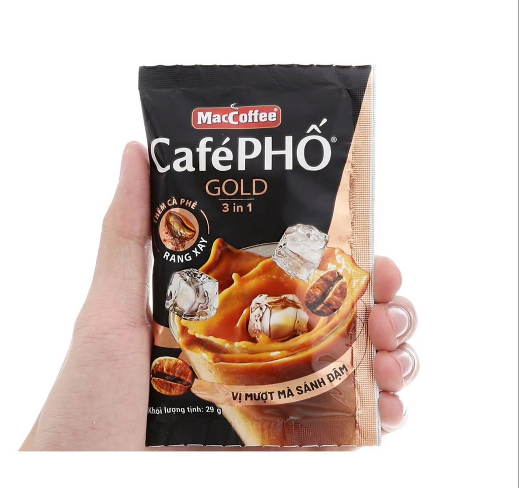Cafe Pho Vietnamese 3in1 Instant Coffee Mix, Iced Milk, Black, Nha Lam Coffee, Gold 3 in 1