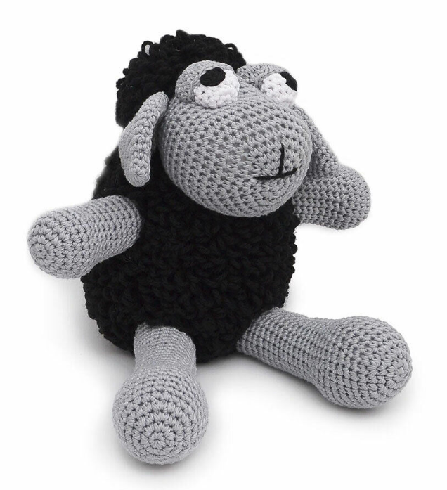 Fuzzy Black Sheep Handmade Amigurumi Stuffed Toy Knit Crochet Doll VAC