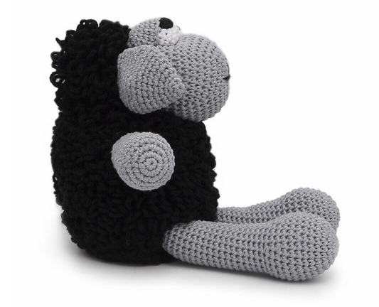 Fuzzy Black Sheep Handmade Amigurumi Stuffed Toy Knit Crochet Doll VAC