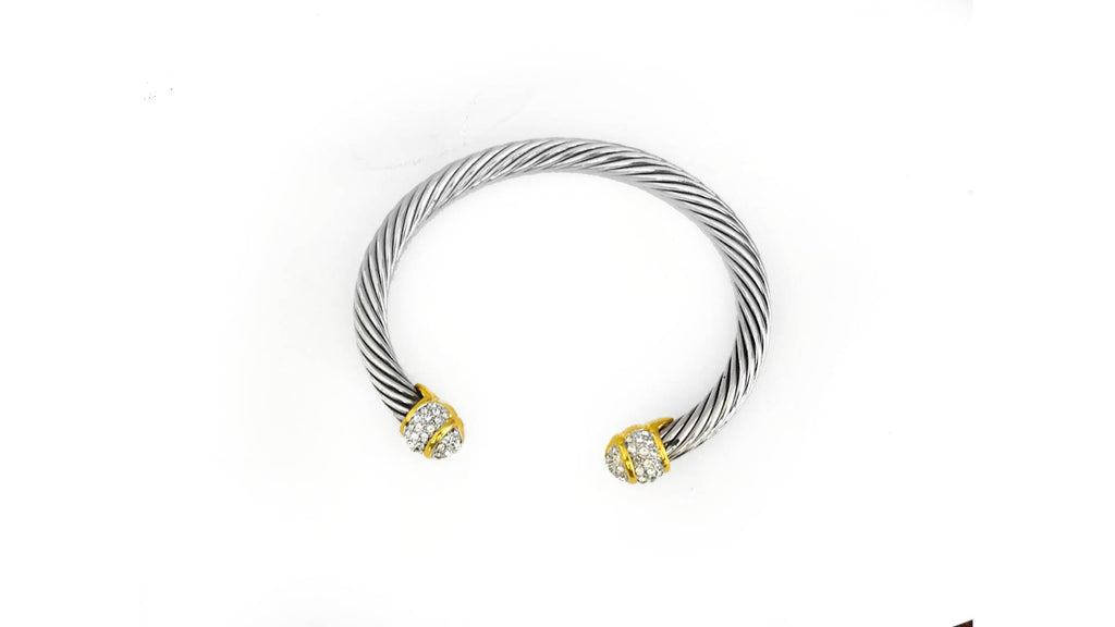 Elegant Two-Tone Stainless Steel Bangle  Silver & Gold Color Jewelry