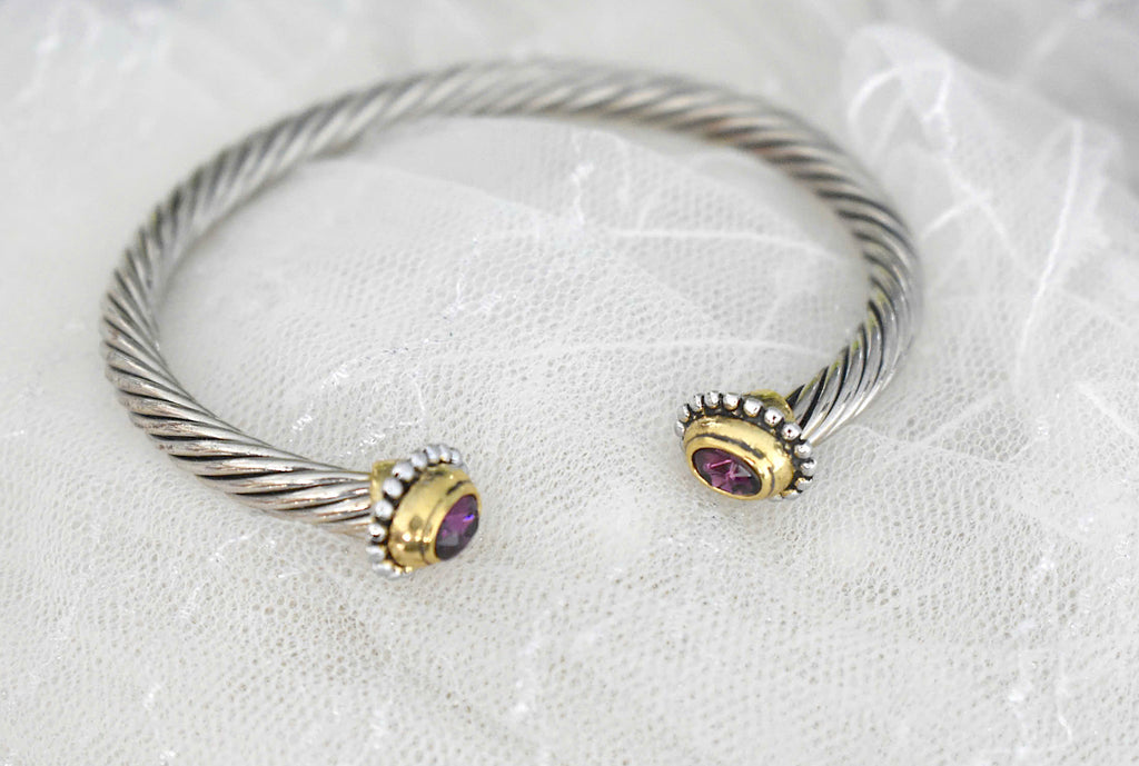 Elegant Two-Tone Stainless Steel Bangle  Silver & Gold Color Jewelry