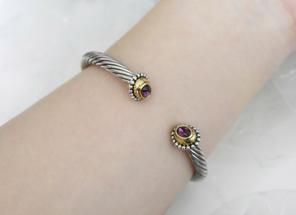 Elegant Two-Tone Stainless Steel Bangle  Silver & Gold Color Jewelry