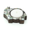 Elephant Shaped Palm Wood Tealight Candle Holder White Mother of Pearl Inlay