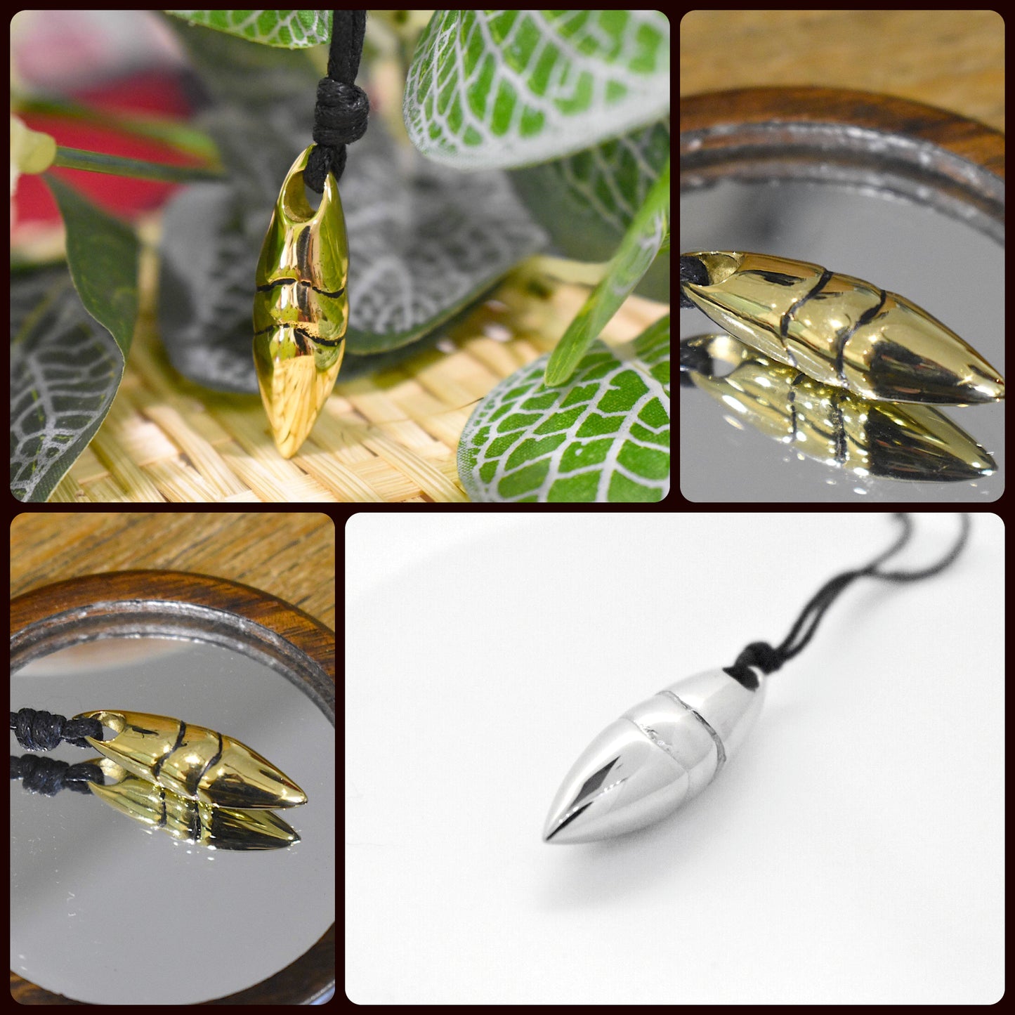 Butterfly Cocoon Chrysalis Stainless Steel Gold Brass Necklace Pendant Jewelry