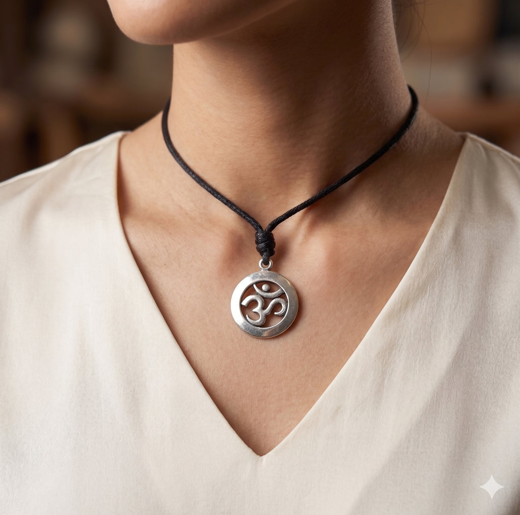 Trendy Hindu Om Ohm 92.5 Sterling Silver Pewter Brass Necklace Pendant Jewelry