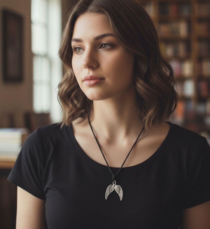 Pair Angel Wings 92.5 Sterling Silver Pewter Brass Necklace Pendant Jewelry