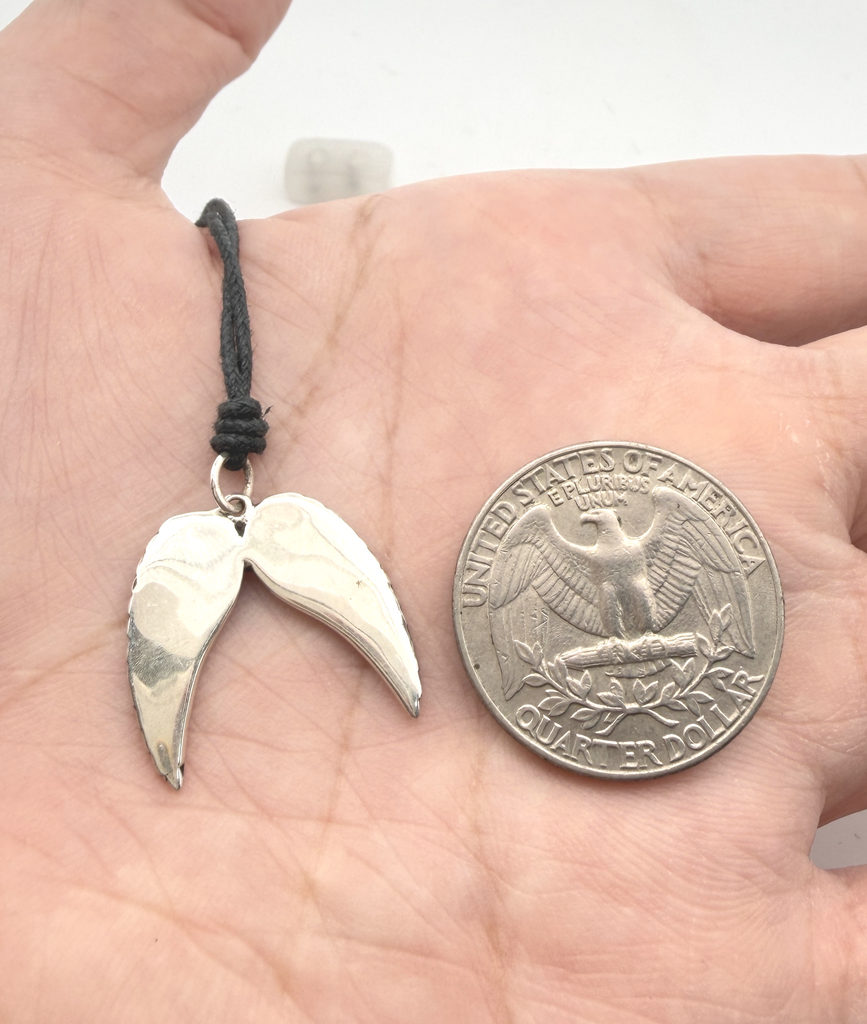 Pair Angel Wings 92.5 Sterling Silver Pewter Brass Necklace Pendant Jewelry