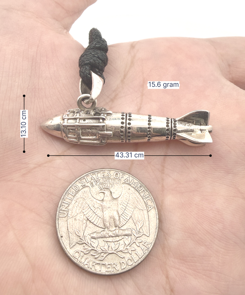 Missile Rocket Pendant Necklace 925 Sterling Silver/Pewter/ Brass - Military Aviation Jewelry