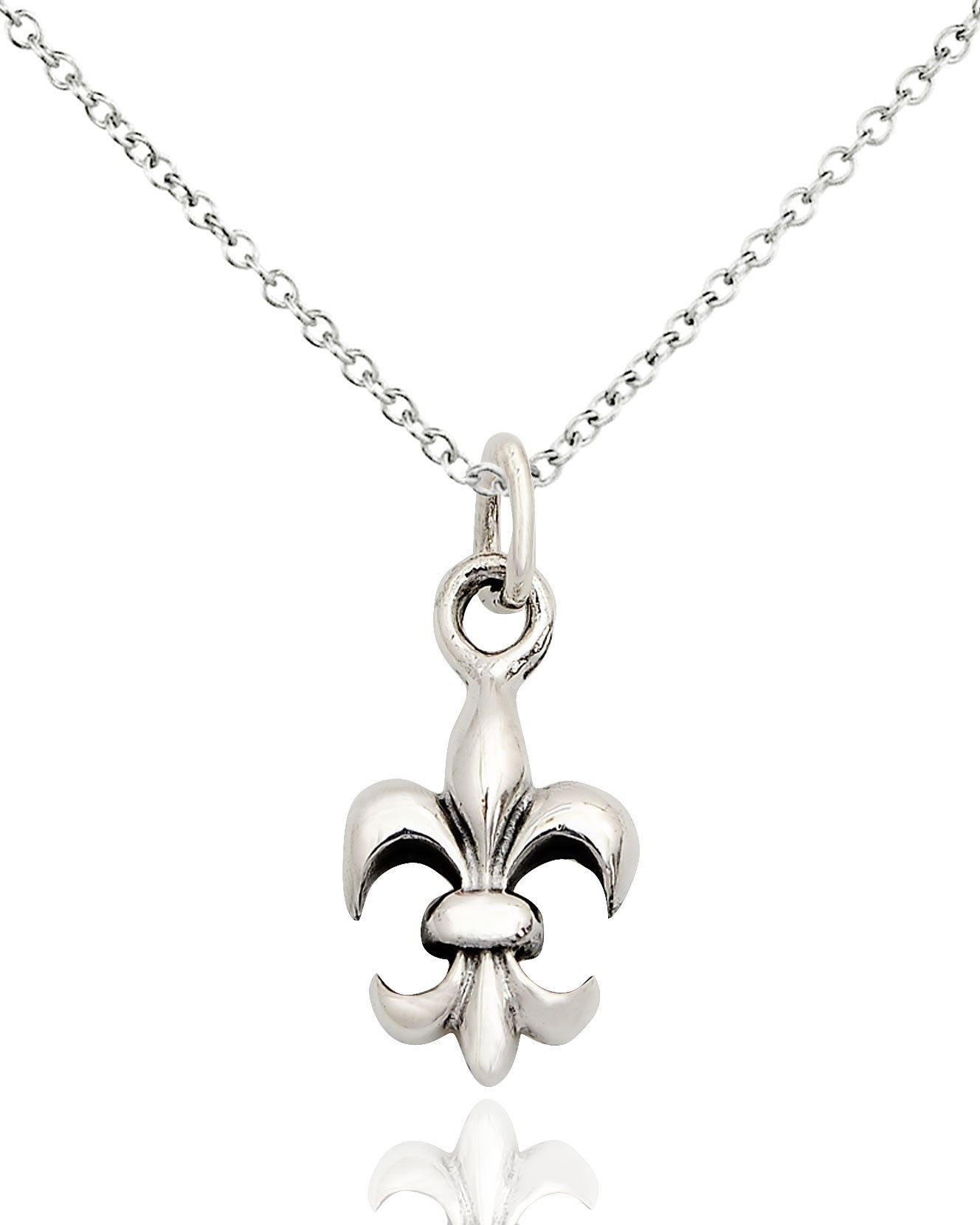 French Fleur De Lis 92.5 Sterling Silver Gold Brass Necklace Pendant Jewelry
