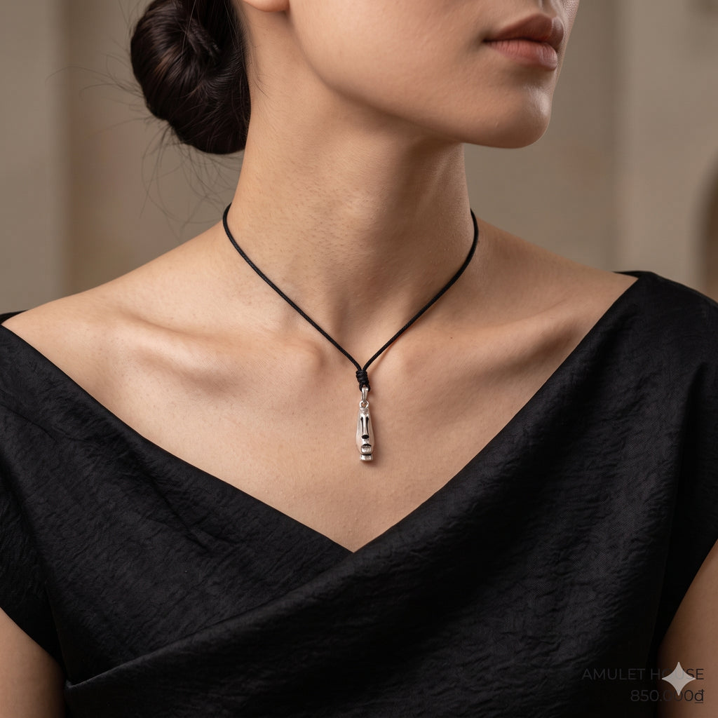 Easter Island Moai Head Silver Pewter Charm Necklace Pendant Jewelry