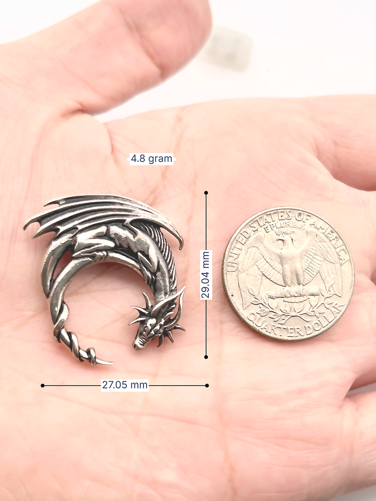 Sleeping Dragon Moon Silver Pewter Gold Brass Necklace Pendant Jewelry